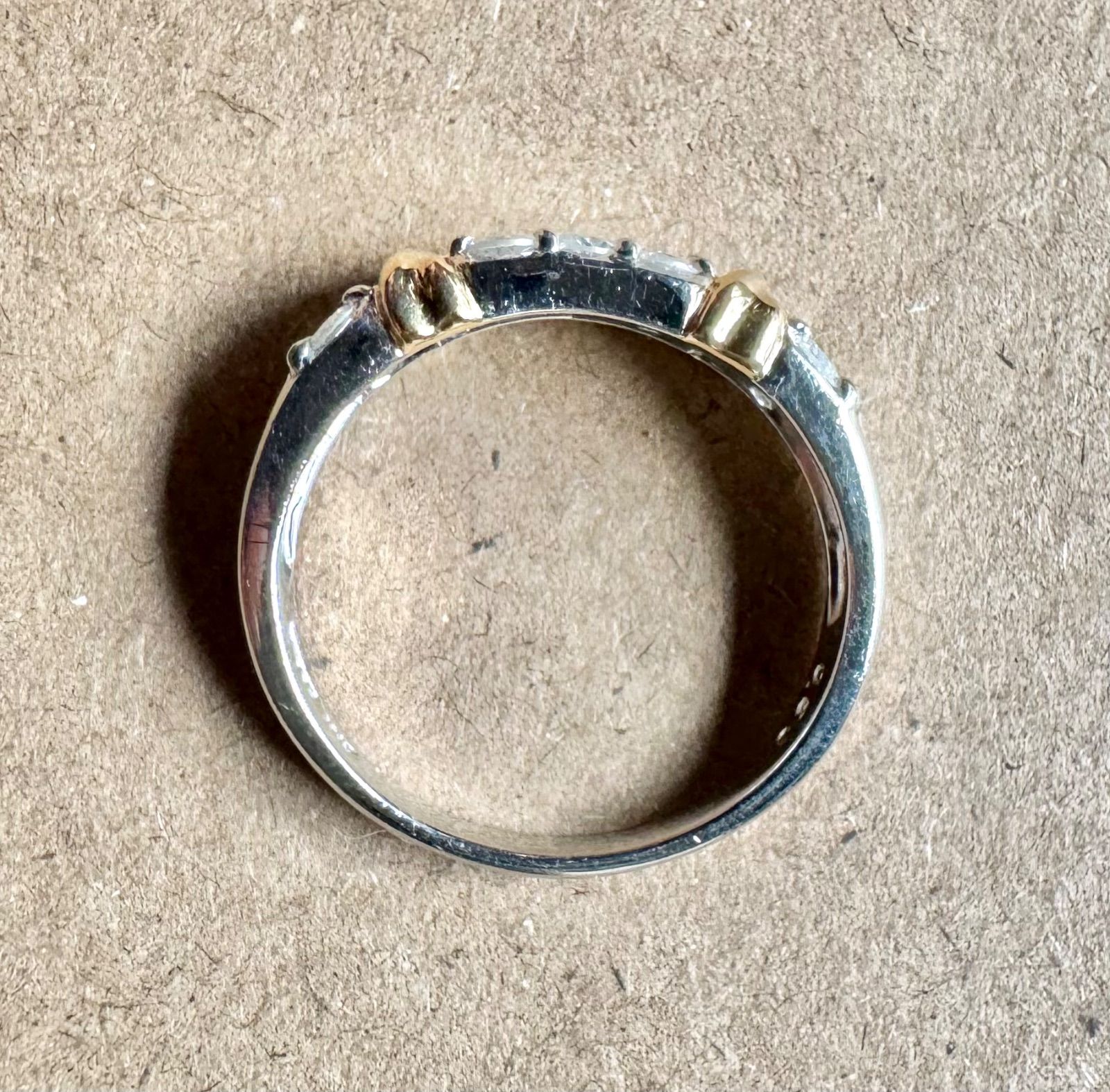 マイナス無料◇Pt900/K18*13.5号*ダイヤモンドコンビリング*プラチナ  