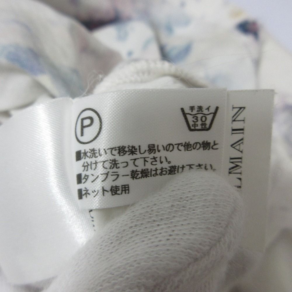 BALMAIN - 美品 BALMAIN バルマン フラワープリント ダメージ加工 半袖 ロングTシャツ ミニワンピース 34 ホワイト レディース 古着 中古 USED 美品 BALMAIN バルマン フラワープリント ダメージ加工 半袖