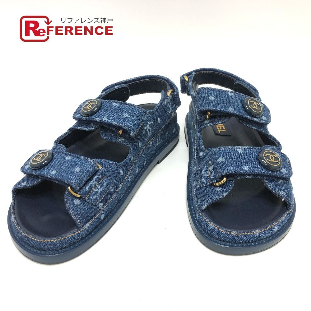 CHANEL シャネル サンダル ココマーク CC G35927 デニム ブルー - メルカリ