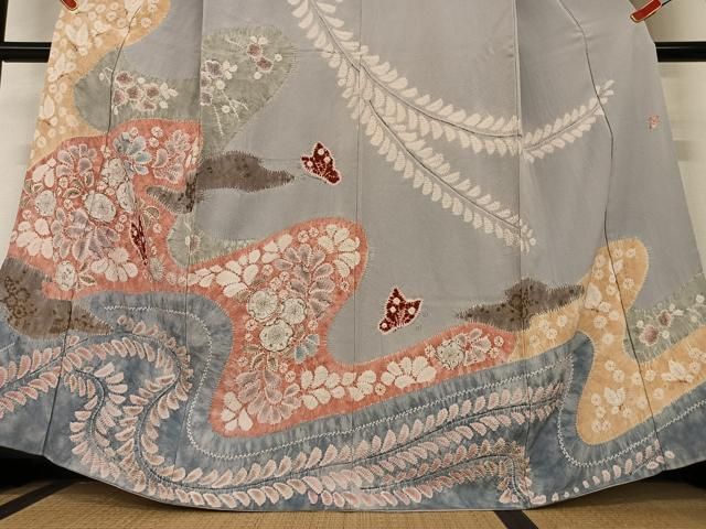 平和屋着物○十日町 名門 滝泰謹製 訪問着 絞り 辻が花 金彩 正絹 逸品