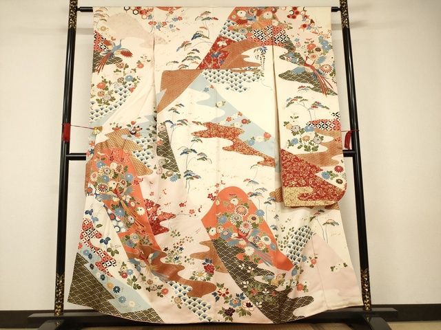 平和屋-こころ店□豪華振袖 駒刺繍 尾長鳥吉祥花文 金彩 正絹 逸品 AAAJ9787Abr - メルカリ