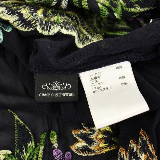 グレースコンチネンタル 花柄刺繍シアーレーヨンチュニック ブラウス ギャザー グレースコンチネンタル GRACE CONTINENTAL 22SS 刺繍ギャザー