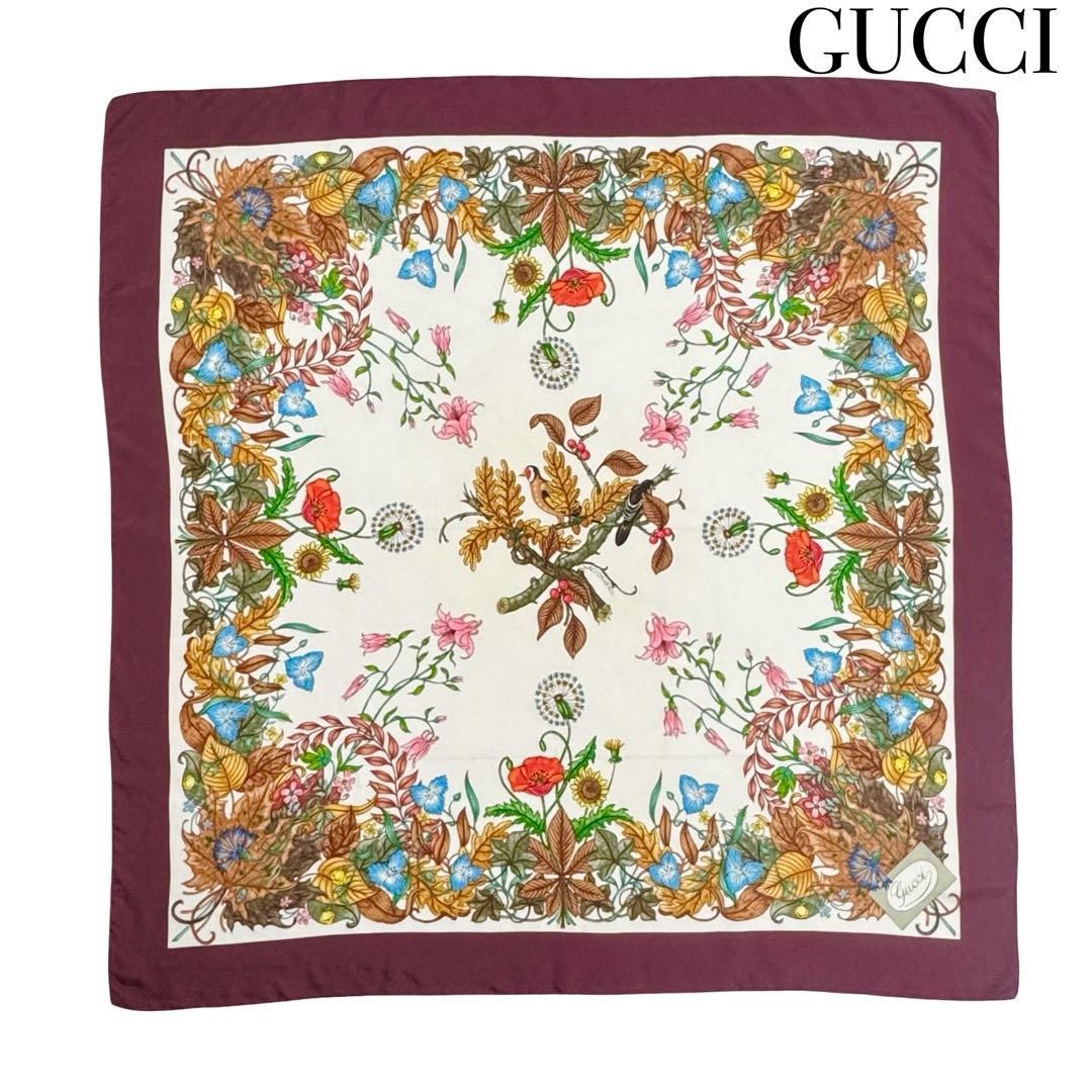 GUCCI オールド グッチ ヴィンテージ 大判 スカーフ ストール 花柄  