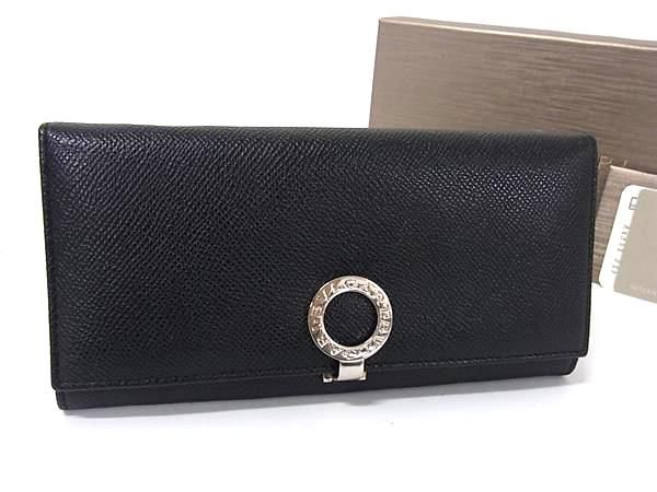 BVLGARI ブルガリブルガリ レザー 二つ折り 長財布 ウォレット 小銭入れ 札入れ ブラック系 BS0399