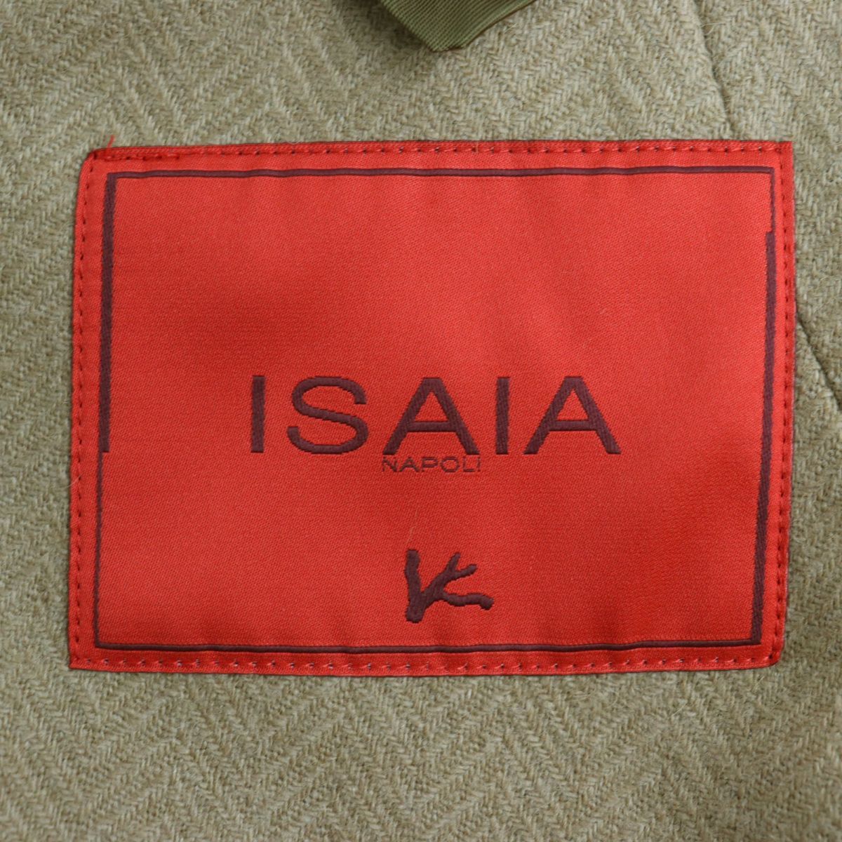 美品◇ISAIA イザイア キャメル100% ヘリンボーン柄 シングル