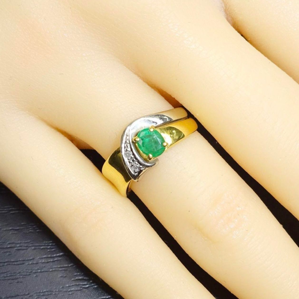 18金 K18 ゴールド GOLD 750 プラチナ pt900 天然エメラルド0.40ct