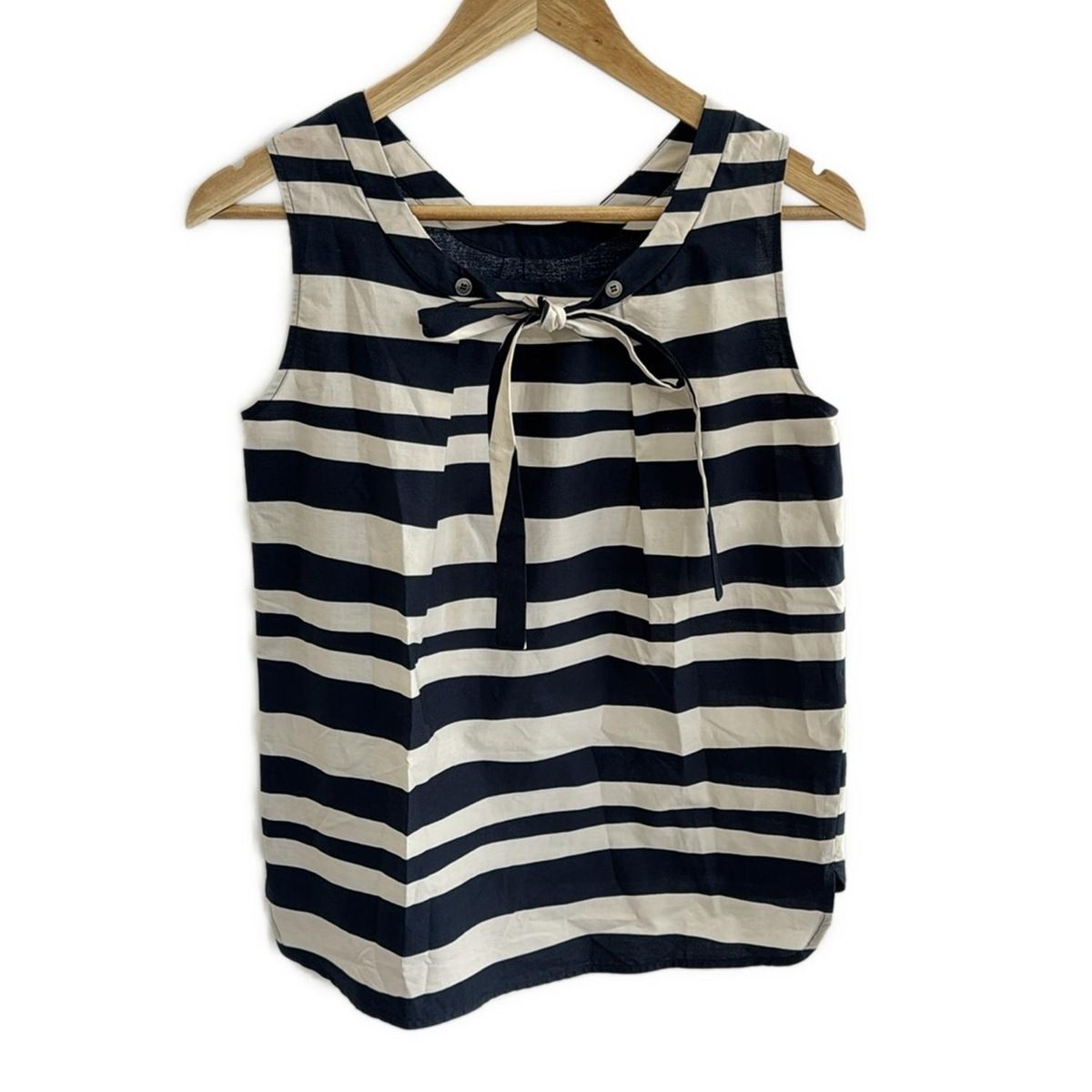 マックスマーラ ノースリーブカットソー サイズJP34 レディース - 24191610236 ダークネイビー×アイボリー クルーネック|ボーダー