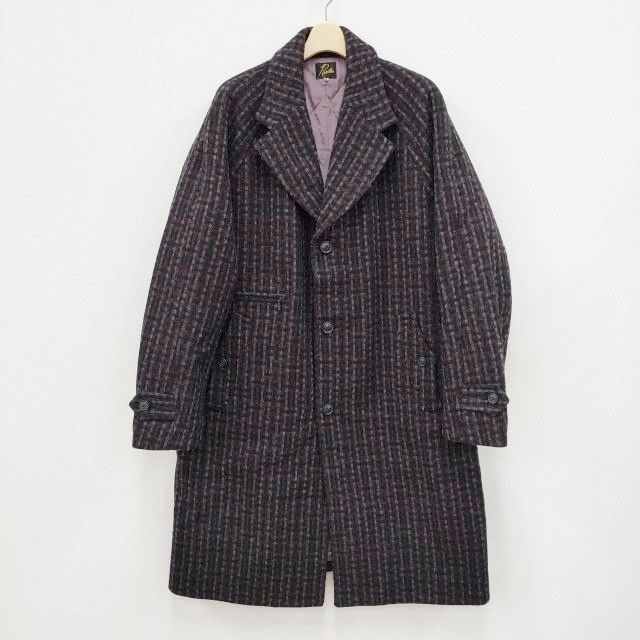 Needles Chester Coat - Wool Jacquard 定価97900円 サイズM ロング チェスターコート エンジ チャコールグレー メンズ ニードルス【中古】3-1103A