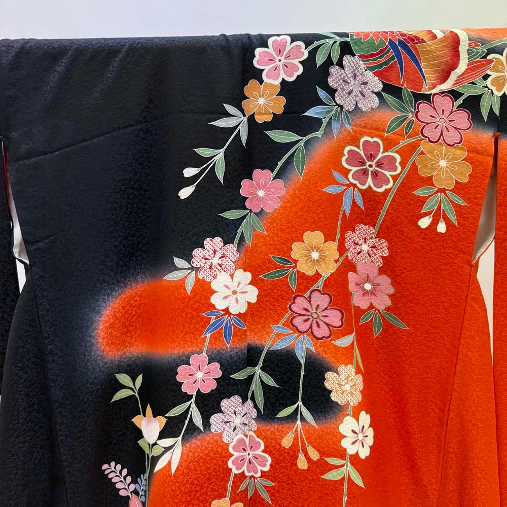 D453 振袖　花模様　正絹　着物　袷 TAKAZENの振袖 /ピンク色/古典/牡丹柄/ 最新作正統派古典 ピンク