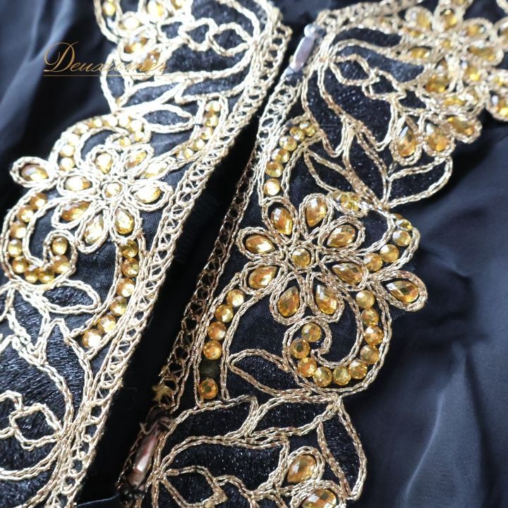 ベリーダンス 衣装 ガラベーヤ ワンピース ドレス ブラック系 黒 ゴールド系 レース 装飾 ラインストーン ラメ コスチューム 発表会 舞台 民族舞踊 祭り ダンス衣装 フォーマル エスニック ワンピース 長袖 華やか ベルト付き おしゃれ レディース LLC-HASEGAWATOSO_COM