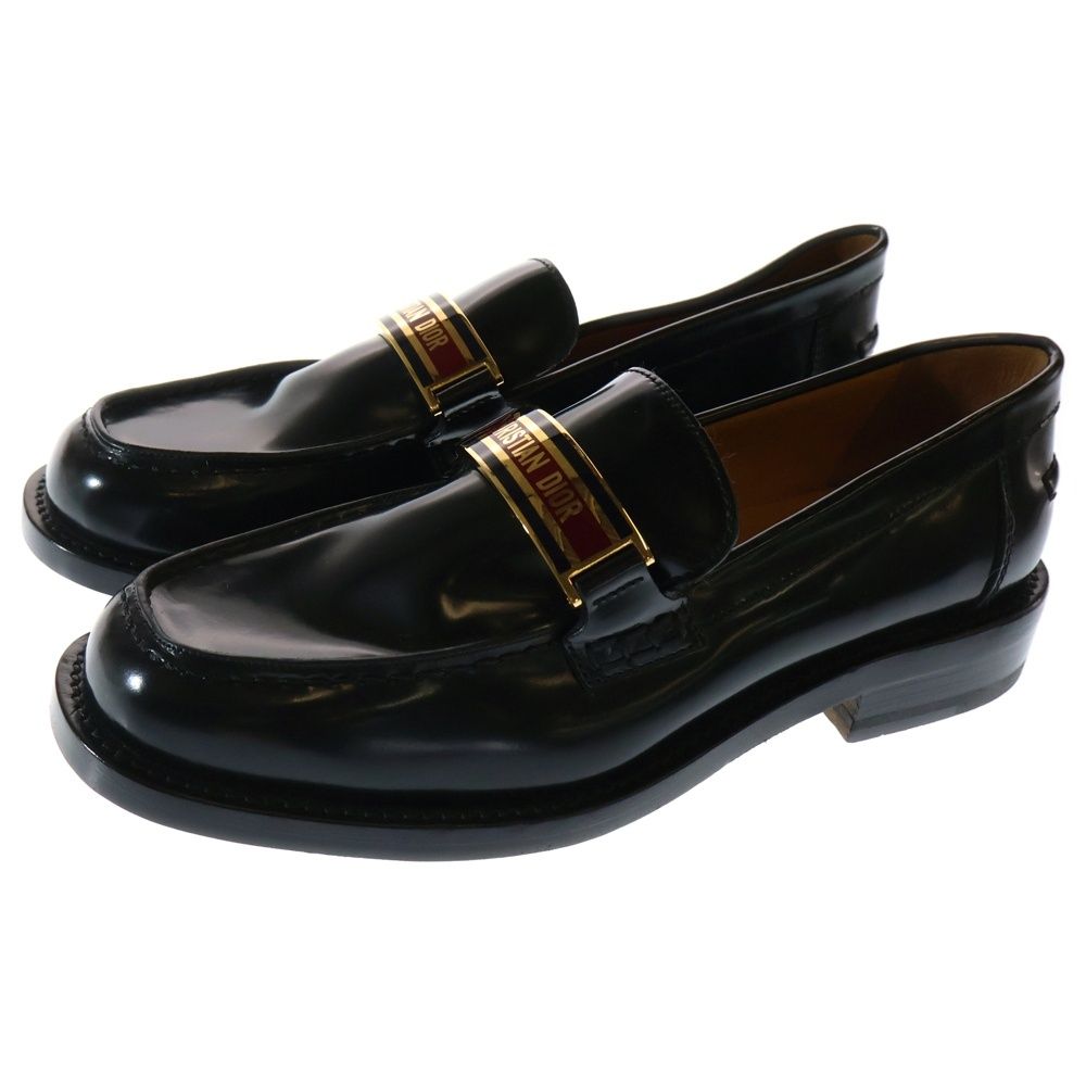Christian Dior クリスチャンディオール メタルロゴプレート レザー ローカットシューズ ローファー ブラック