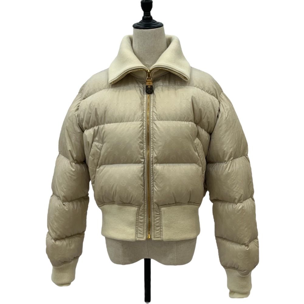 クリーニング済 LOUIS VUITTON ルイヴィトン モノグラム クロップド パファジャケット ブルゾン サイズ36 RW241WW アイボリー レディース 古着