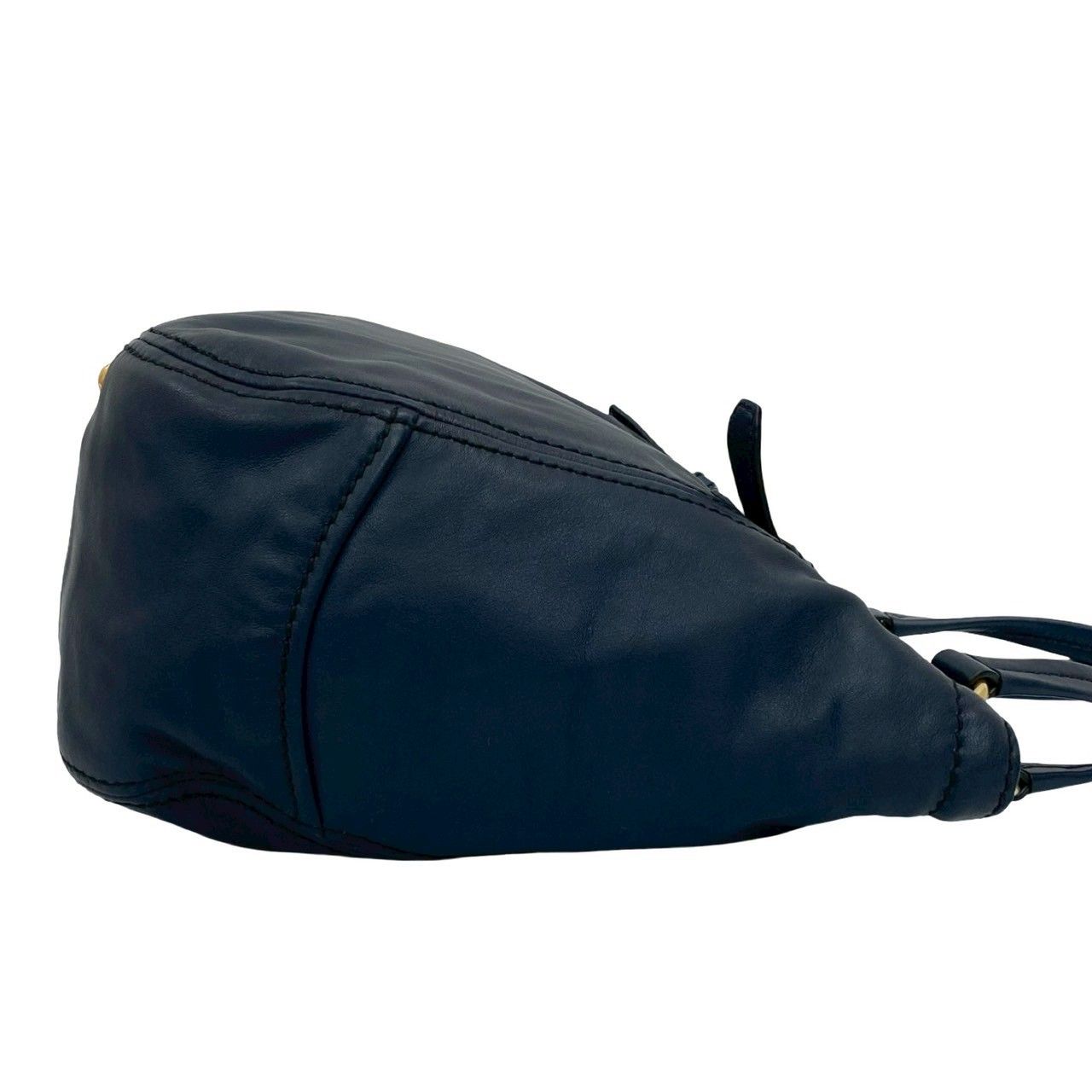 極 美品 希少品 PRADA プラダ ゴールド ロゴ 金具 レザー 本革