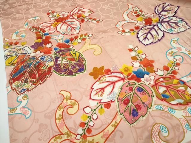 平和屋本店■極上　アンティーク　大正ロマン　振袖・襦袢付き　桐唐草文　金彩　逸品　CZAA2798s5 平和屋本店□極上 アンティーク 大正ロマン 振袖・襦袢付き 桐唐草文