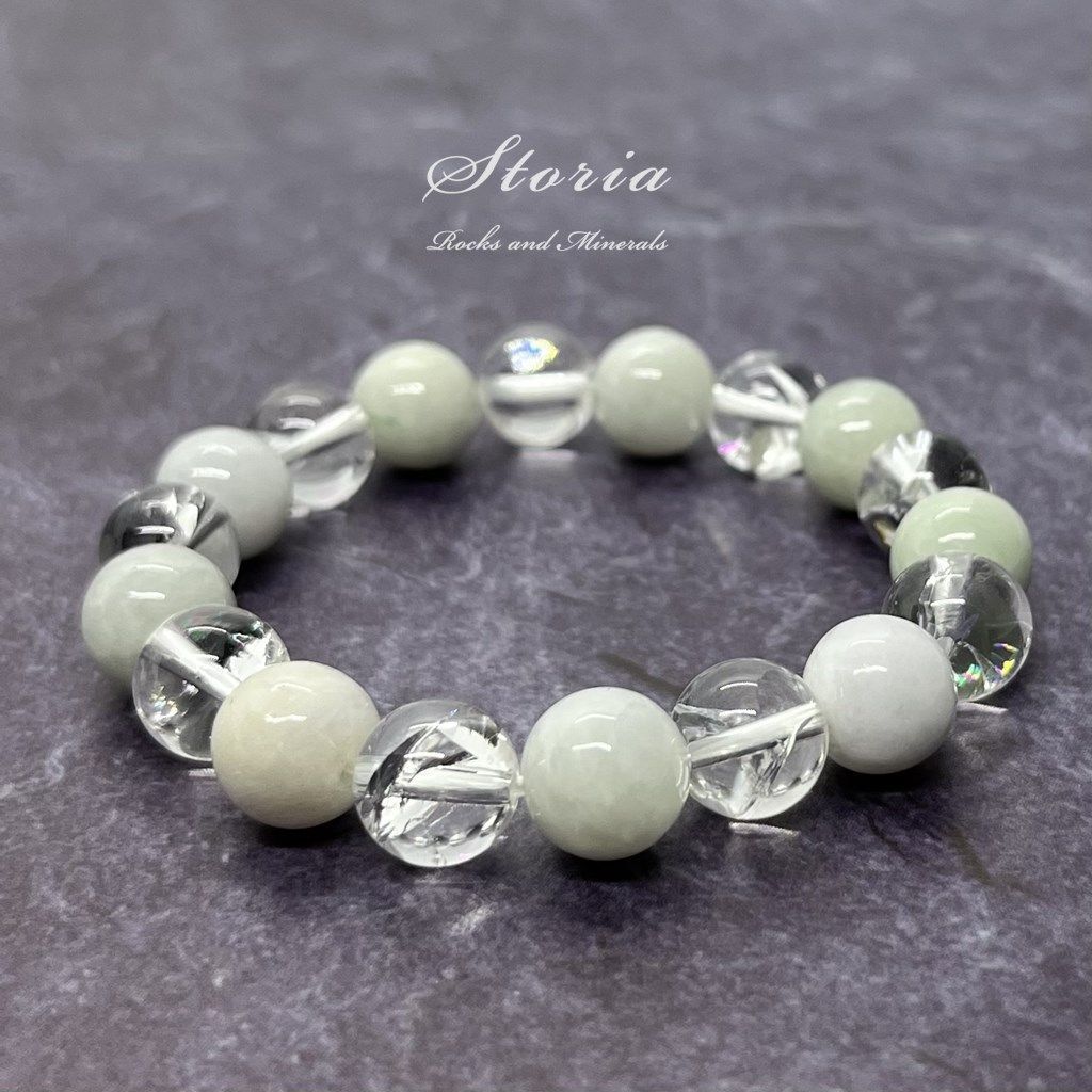 七色の光と五徳を味方に 翡翠×アイリスクォーツ（虹入り水晶）10mm