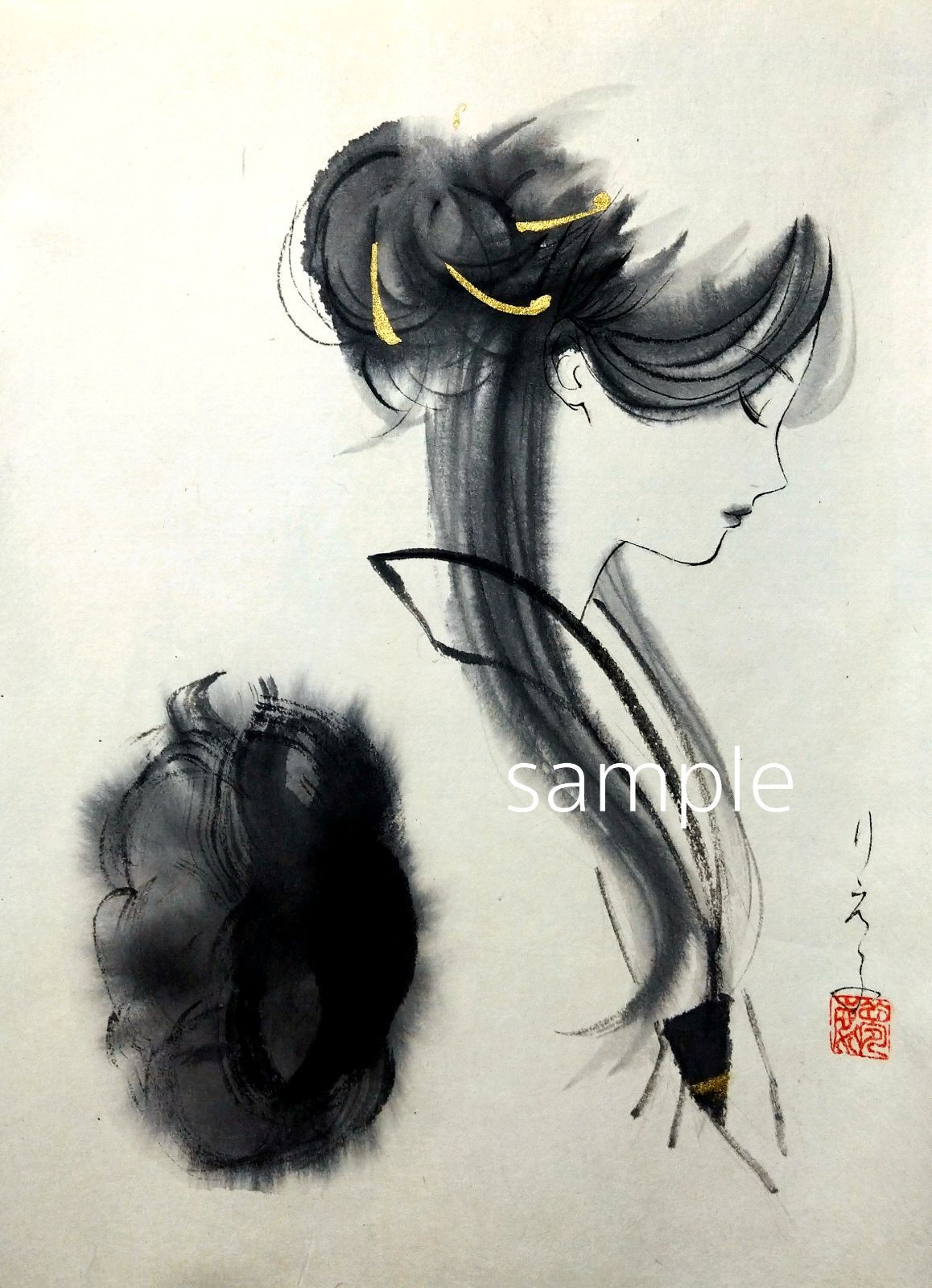 肉筆原画 水墨画 絵画 日本画 ドローイング 和装 美人画 - メルカリ 肉筆原画 水墨画 絵画 日本画 ドローイング 和装 美人画 - メルカリ