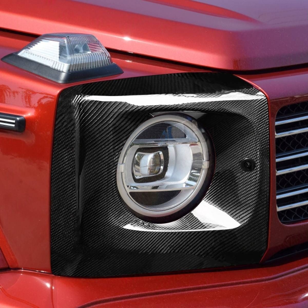 カーボン製ベンツ Gクラス W463A W464 G500 G63 G350D ヘッドライトカバー 2枚セット