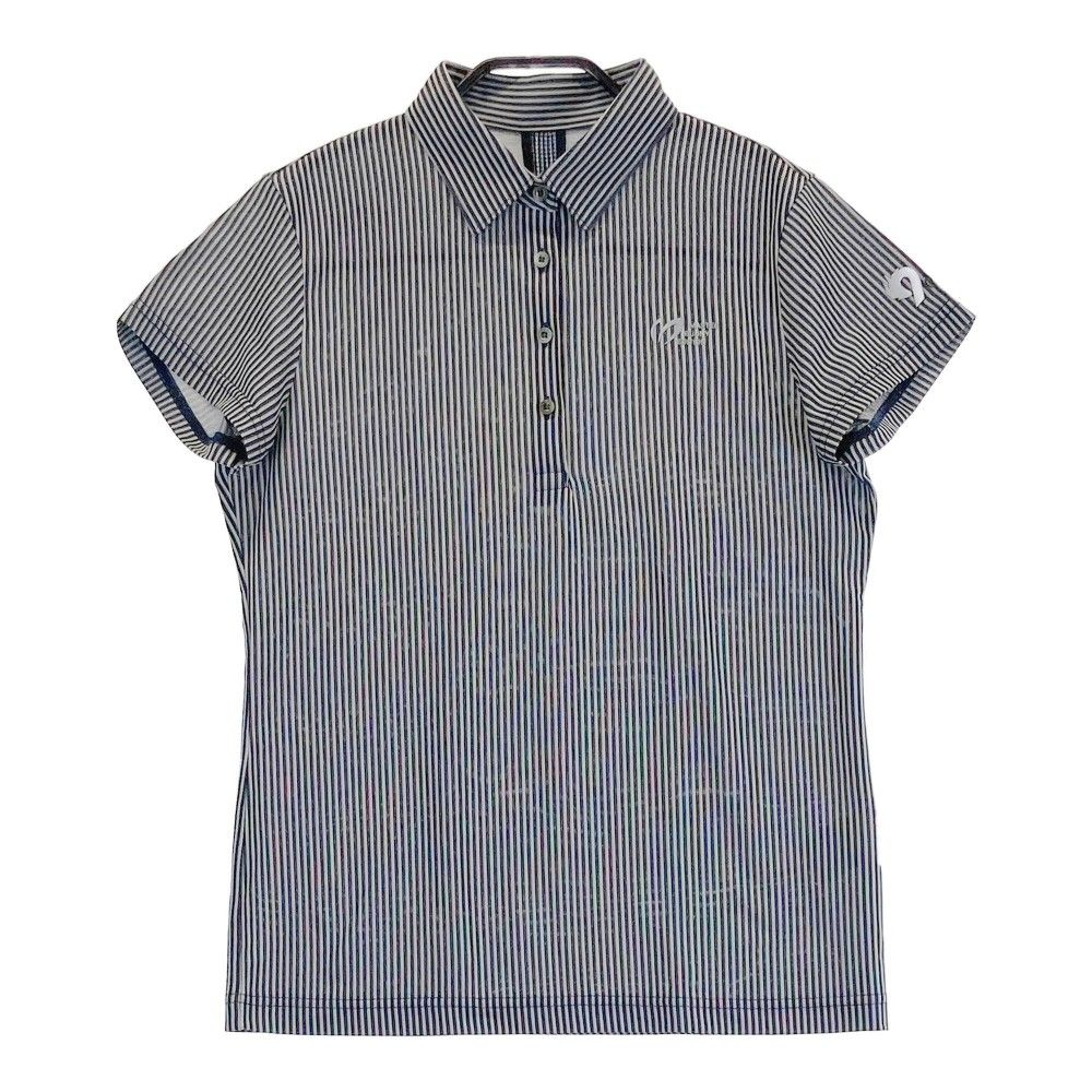 サイズ 1 MASTER BUNNY EDITION マスターバニーエディション 2025年モデル 半袖ポロシャツ ストライプ柄 ネイビー系 240101208707 ゴルフウェア レディース ストスト