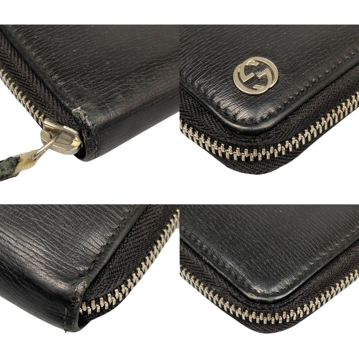 GUCCI グッチ インターロッキング レザー 革 長財布 コンチネンタル 黒 GUCCI グッチ インターロッキング レザー 革 長財布 コンチネンタル 黒