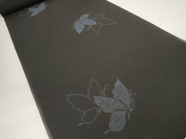 平和屋本店 上 夏物 夏大島 反物 着尺 舞蝶文 証紙付き ♥ DZAA11487kh5