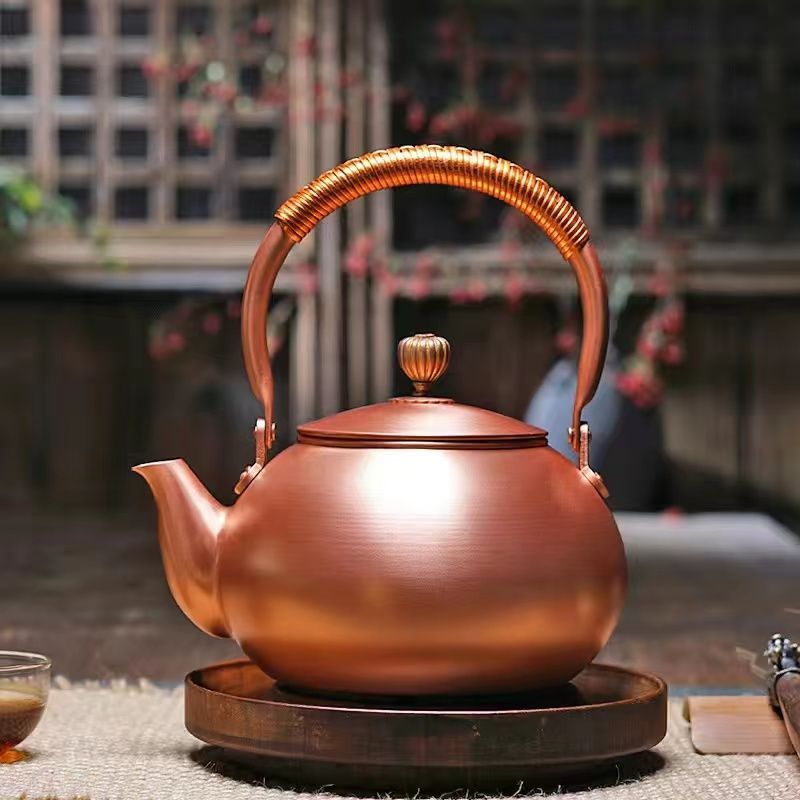 鋳銅 急須 古風銅瓶 やかん 提梁壺 茶壺 煮茶壷 茶道具 銅びん0+