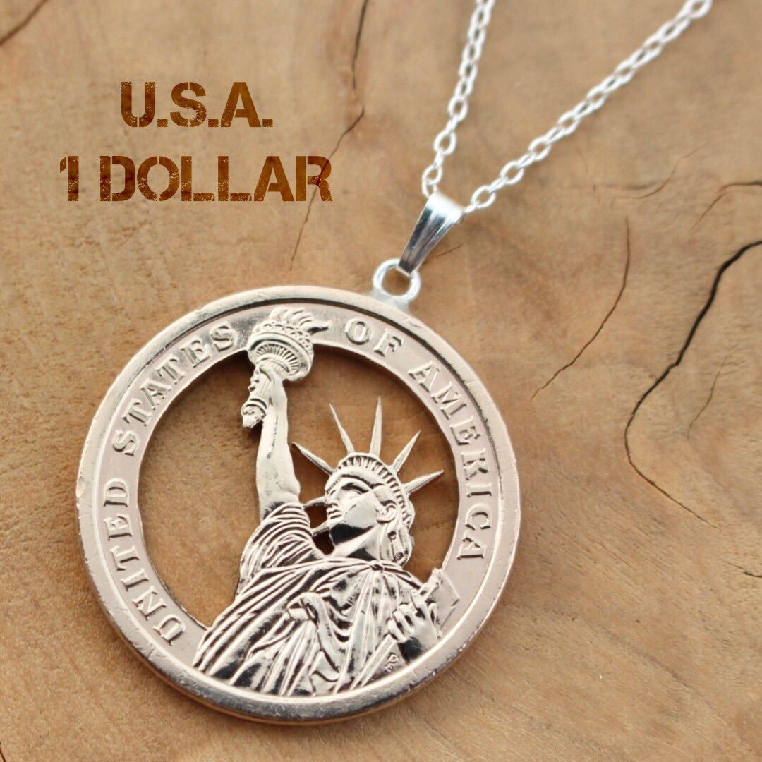 1ドル 自由の女神 アメリカ コイン ペンダント - URO - メルカリ