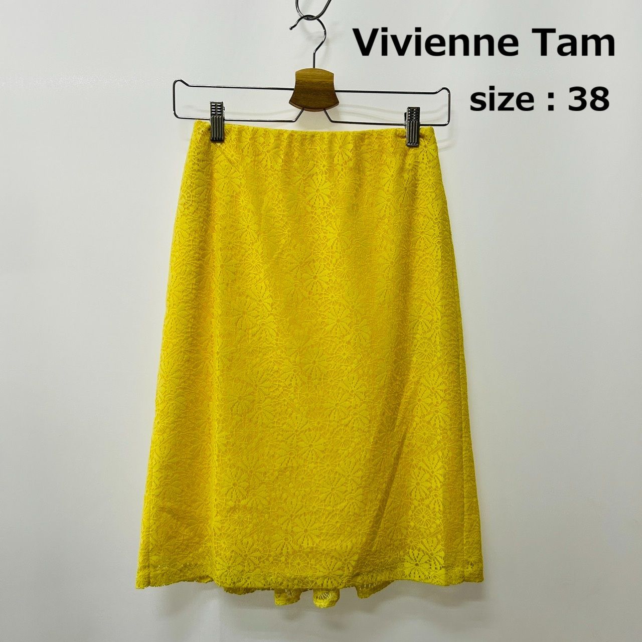 Vivienne Tam 38 イエロー ひざ丈スカート レディース センソユニコ マツオ 日本製 カジュアルコーデ レース