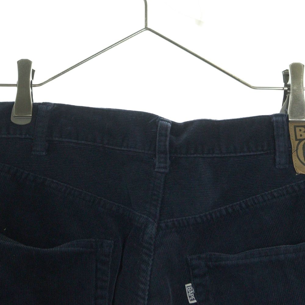 A BATHING APE (アベイシングエイプ) 初期 紙パッチ コーデュロイ ストレートパンツ ネイビー