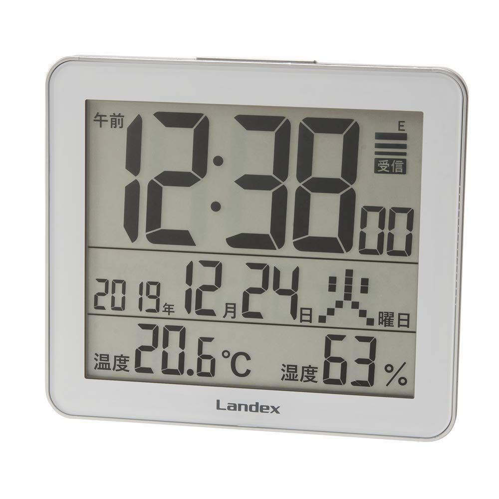 【人気商品】シルバー カレンダー表示 湿度 温度 スリーユニット YT5277SV1 デジタル 電波 置き時計 ランデックス(Landex)