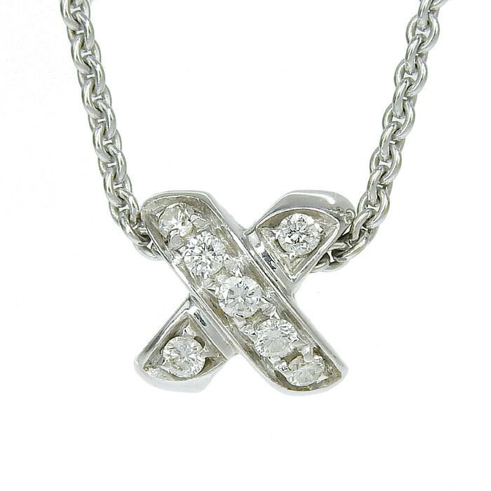 ティファニー K18WG ホワイトゴールド クロスステッチ ダイヤ ネックレス TIFFANY&Co. ティファニー クロスステッチ ネックレス 18金 K18