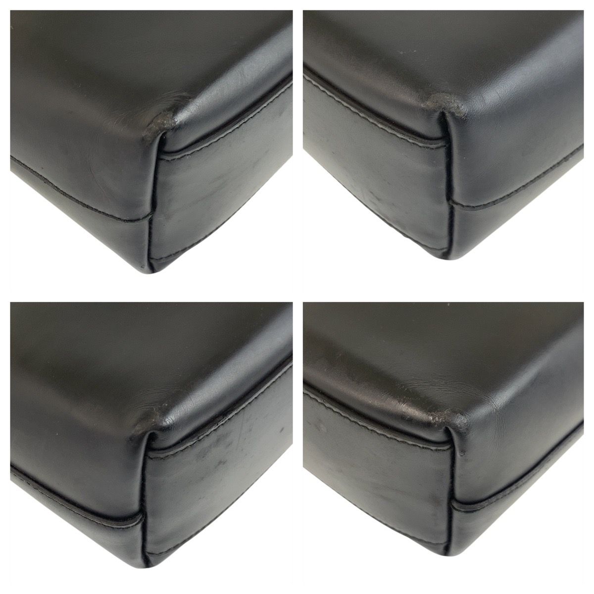 専用出品　PRADA プラダ オールレザー ハンドバッグ トートバッグ バッグ PRADA プラダ パンチングロゴ ブラック 黒 レザー トートバッグ