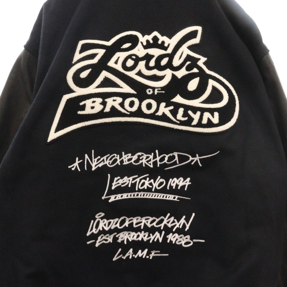 NEIGHBORHOOD (ネイバーフッド) 23AW LORDZ OF BROOKLYN STADIUM JACKET ロータスオブブルックリン スタジアムジャケット ブラック 232SZNH-JKM01S