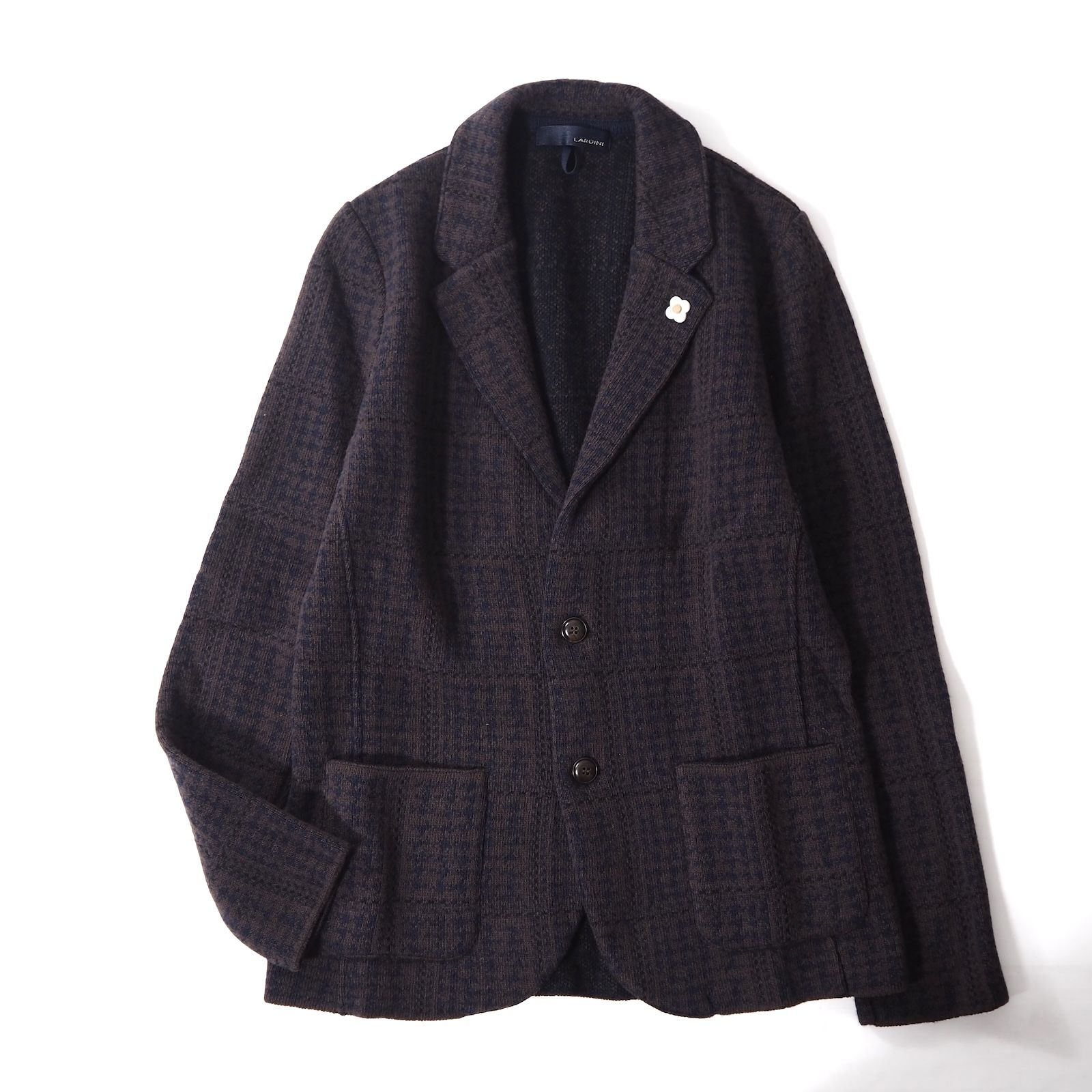 美品 ラルディーニ ブートニエール付 ニットジャケット 美品 ラルディーニ LARDINI イタリア製 ブートニエール付 ウール