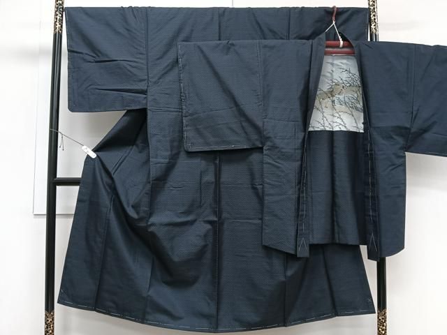平和屋着物●男性　紬　アンサンブル　色無地　鉄黒色　キングサイズ　正絹　逸品　CAAS6768yc 平和屋着物○男性 紬 アンサンブル 色無地 鉄黒色 キングサイズ 正絹
