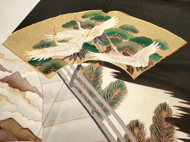 平和屋着物□豪華黒留袖 作家物 飛鶴御所車文 金彩 正絹 逸品