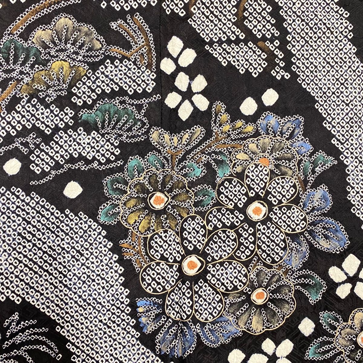 訪問着 身丈170cm 裄丈70cm L 袷 やまと 花丸文 松竹梅 総絞り 金銀彩  