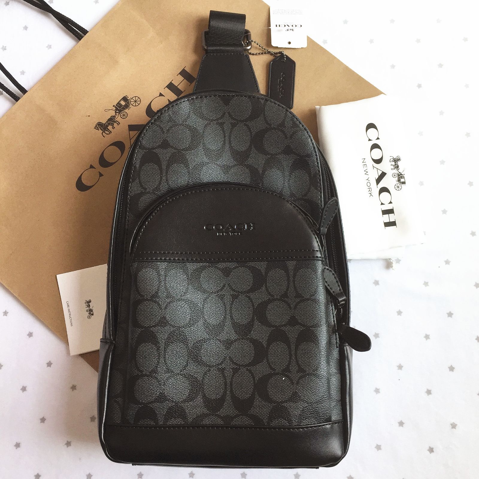 セール中】COACH コーチバッグ F39942 チャコール×ブラック スリング