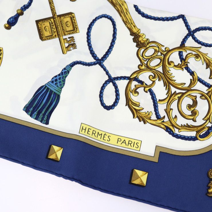 HERMES エルメス LES CLES THE KEYS RARE 鍵 スカーフ シルク