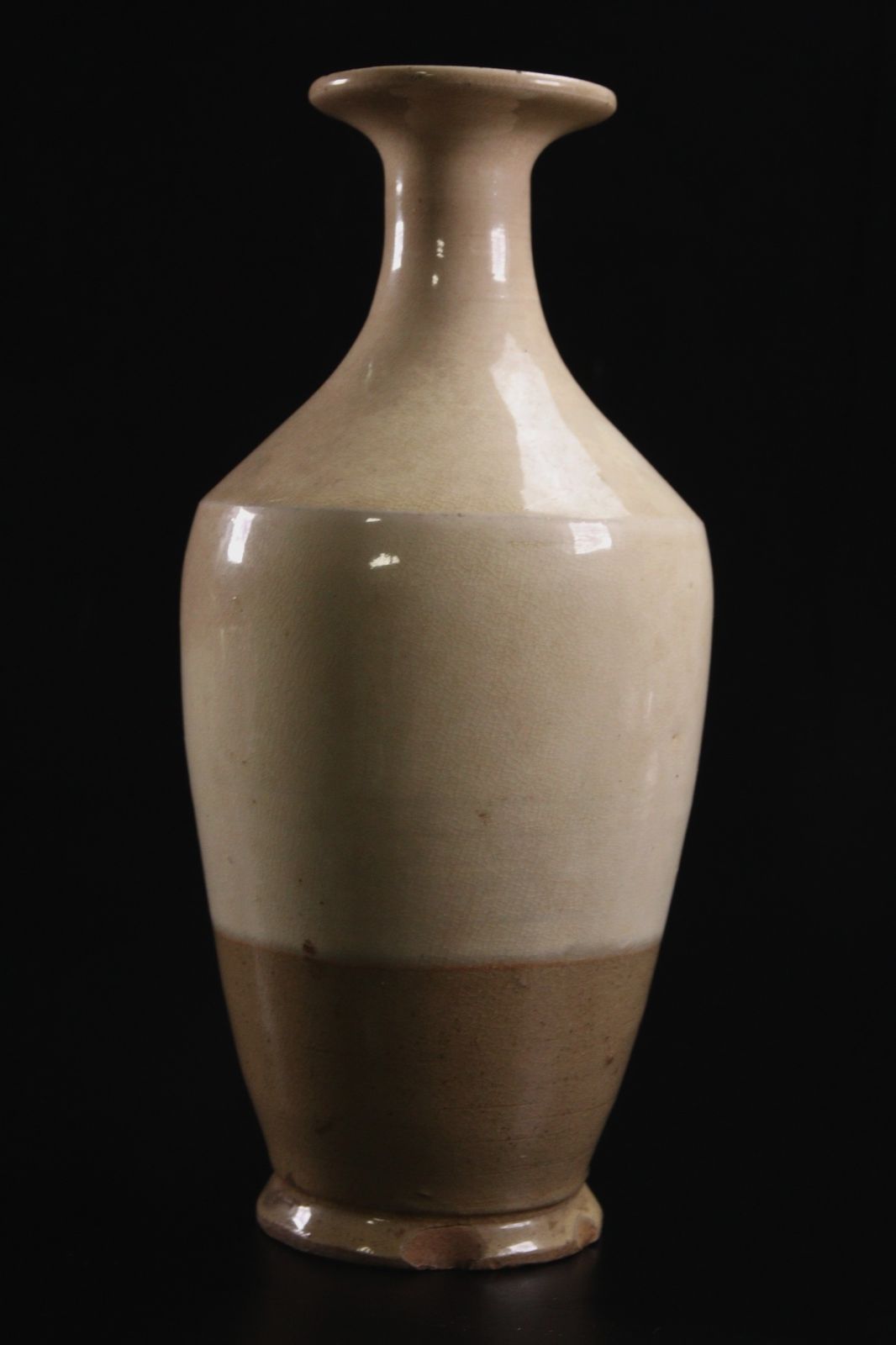 李朝時代 高麗青磁 盤口長頸花瓶 24.5cm 花入 花器 朝鮮古陶 唐