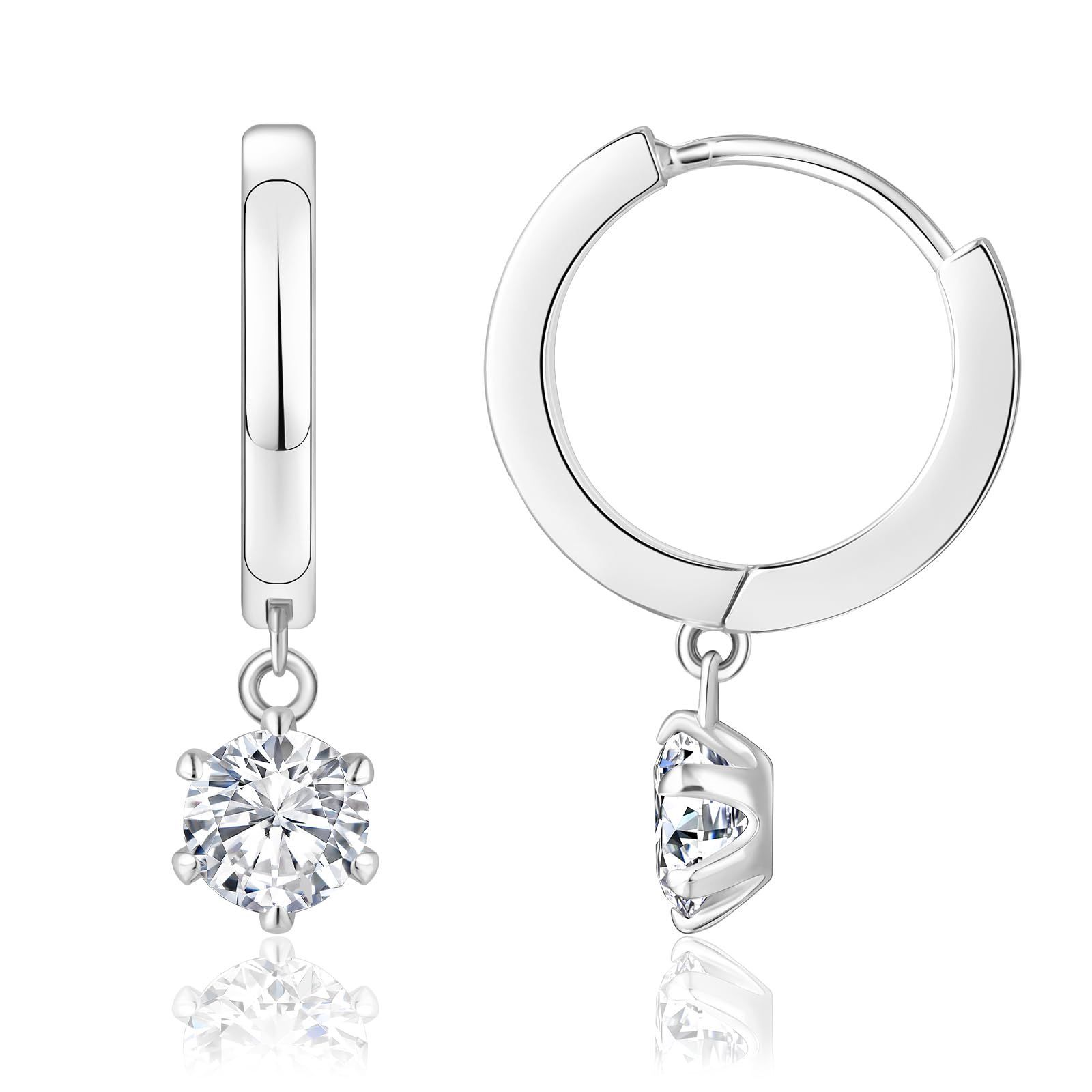 KRKCu0026CO フープピアス レディース シルバーピアス 一粒ジルコニア 幅15mm リングぴあす 両耳 ドロップピアス 金属アレルギー対応 14金メッキ 2サイズ CZダイヤ ラウンドフープ 揺れる シンプ