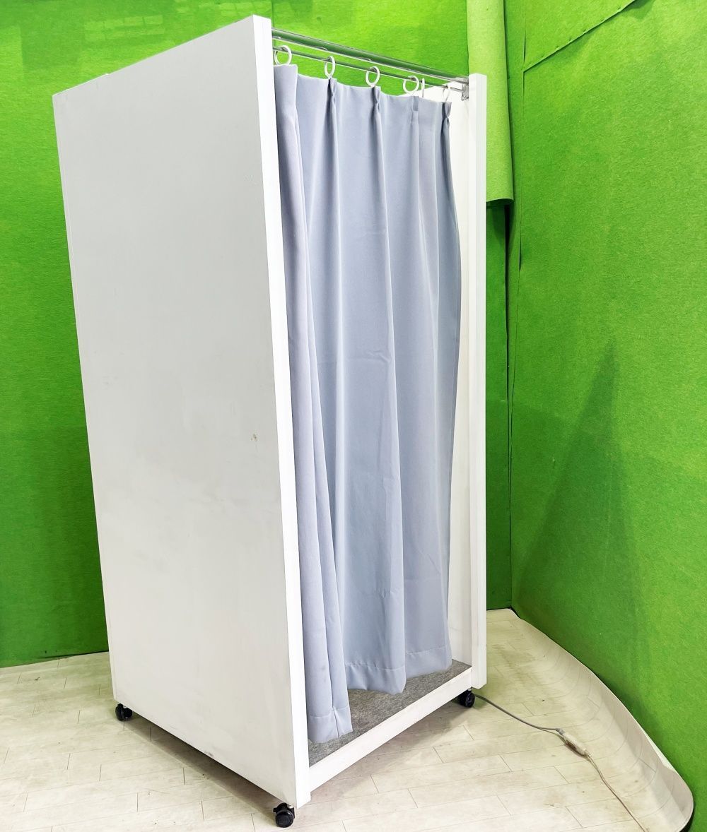 試着室 組立式 木製 フィッティングルーム W91cm (カーテン, 照明 付き 