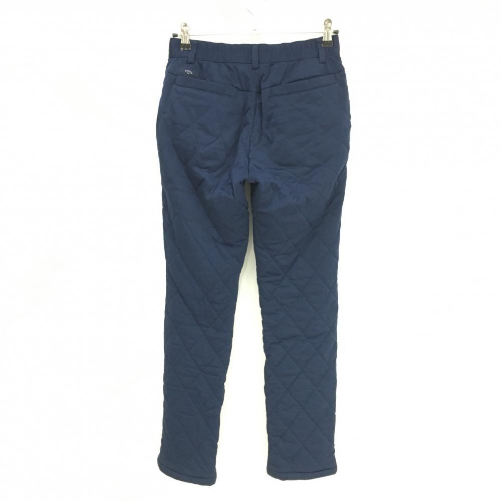 キャロウェイ 中綿パンツ ネイビー ダイヤ柄キルト ウエスト一部ゴム レディース M ゴルフウェア Callaway
