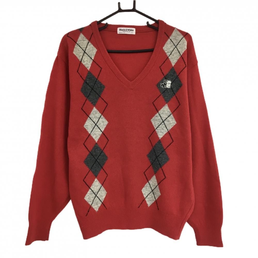 Vネックニット セーター グレー アーガイル ゴルフ クリーニング済み