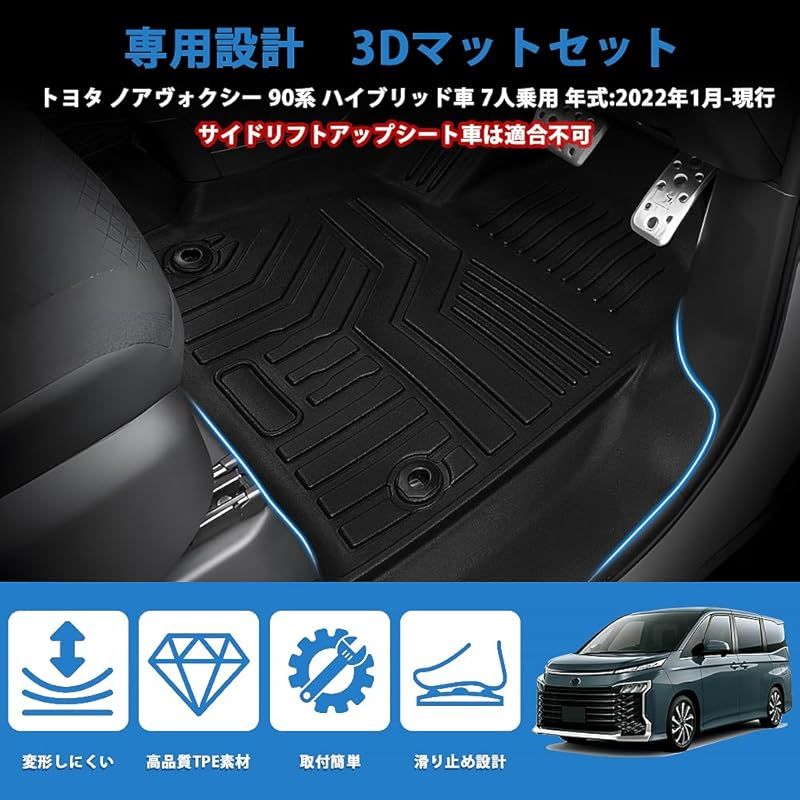フロアマット ノア/ヴォクシー 90/95w R4/1〜 助手席リフトアップチルトシート付/7人乗-シャギーブラック フロアマット ノア⁄ヴォクシー 90⁄95w R4⁄1〜 8人乗⁄HV-シャギーブラウン