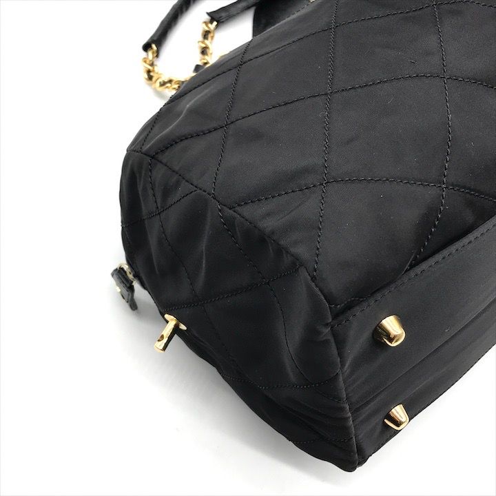 良品 PRADA プラダ ナイロン テスート 三角ロゴプレート チェーン