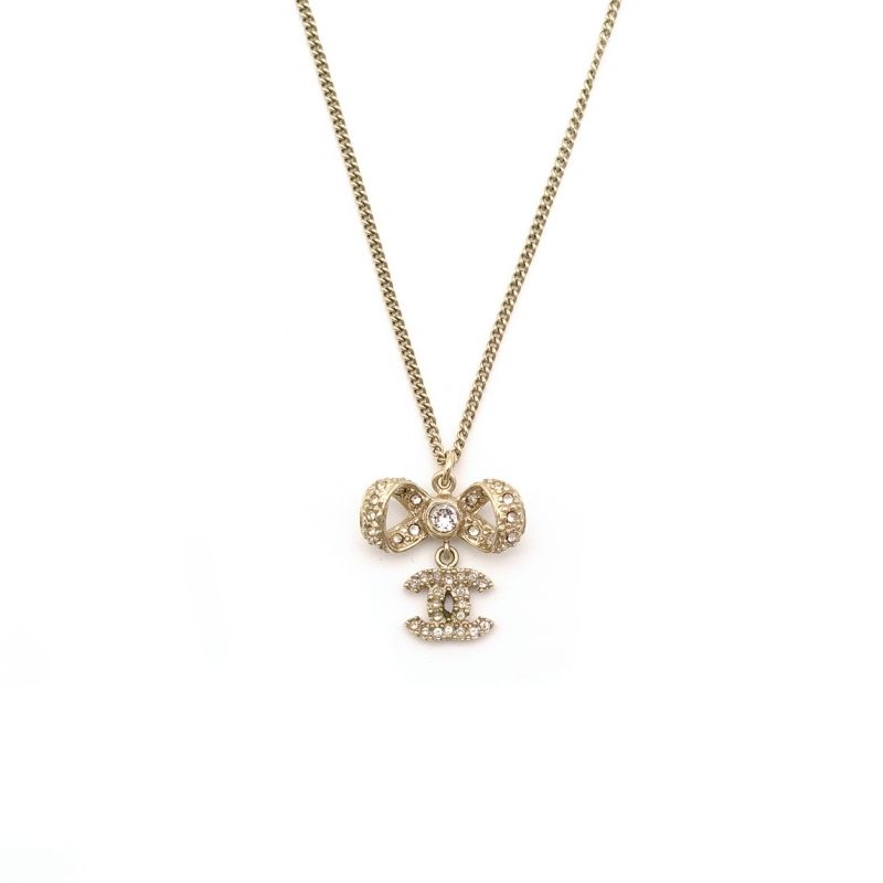 箱付き CHANEL ココマーク リボン ラインストーン ネックレス B14K 箱付き CHANEL ココマーク リボン ラインストーン ネックレス B14K