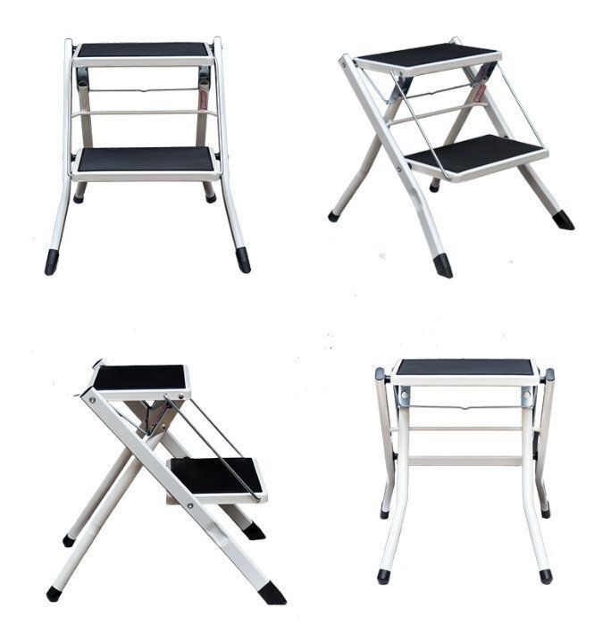 超人気 脚立踏み台 2段 アルミ製 折り畳み 耐荷重120kg 軽量 持ち運び便利 収納 省スペース 滑り止め足部 おしゃれ家庭用 HRDEVELOPMENT_JP