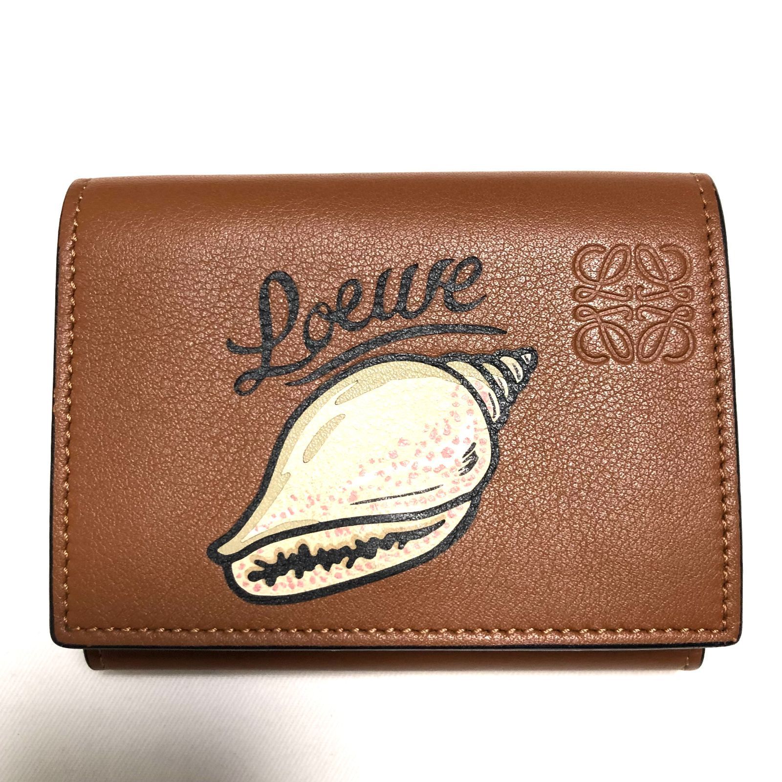 ⭐超美品⭐ＬＯＥＷＥ シェル トライフォールド コンパクトウォレット ...