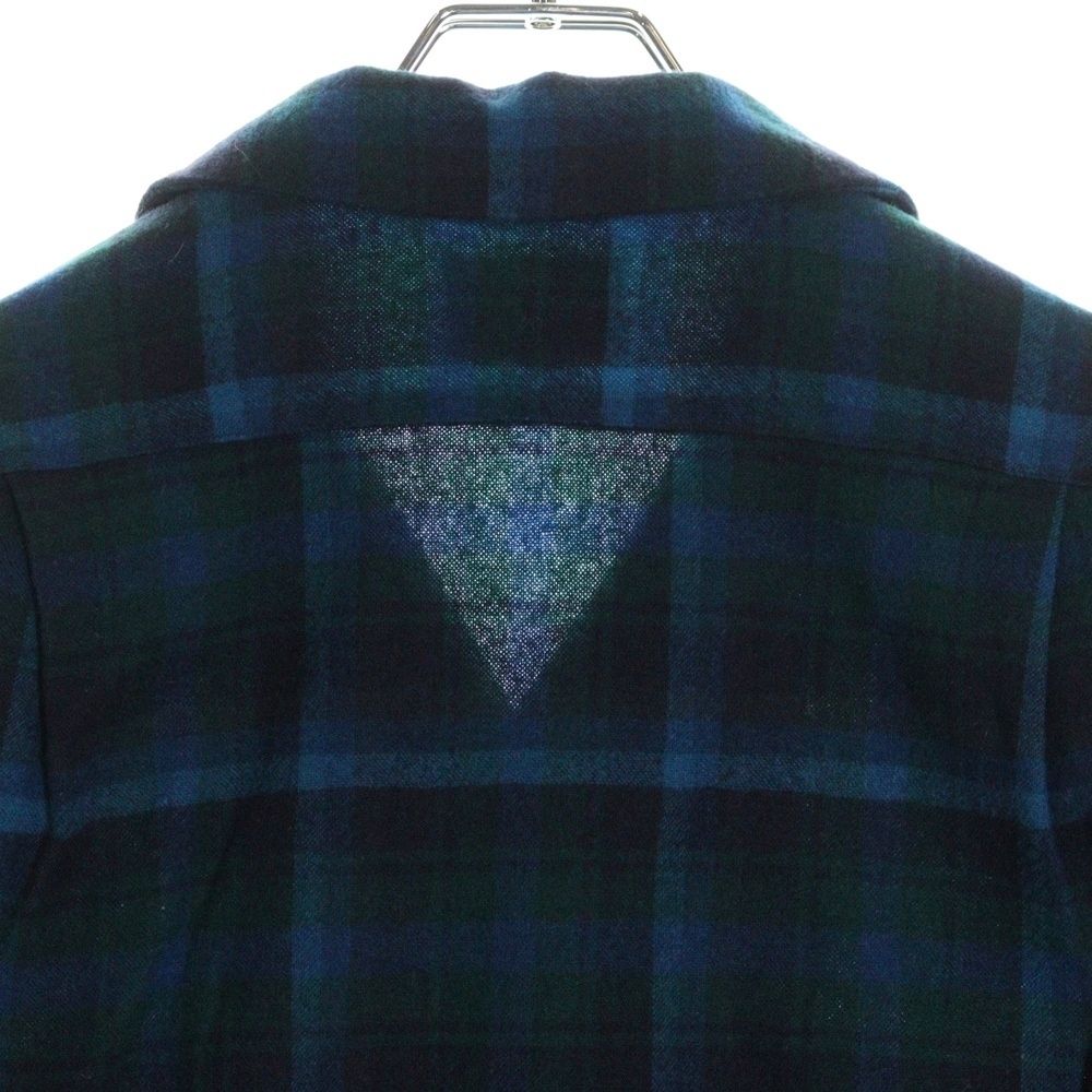 60s PENDLETON オープンカラーボードシャツ　チェック　ブルー　M 60s PENDLETONペンドルトン オンブレチェック ウール オープン