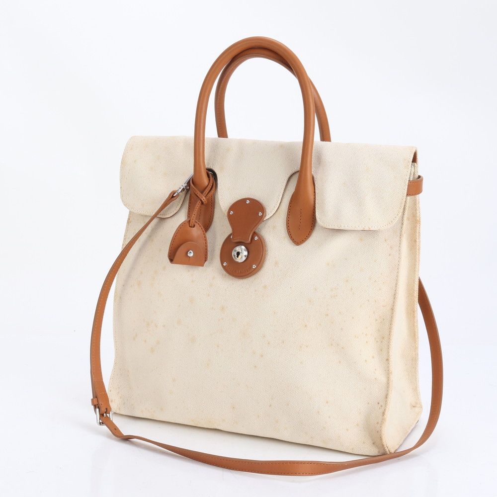 RLL Lauren Ralph Lauren ハンドバッグ　2way レザー LAUREN RALPH LAURENレザー2WAYバッグ 黒 白 ベージュ